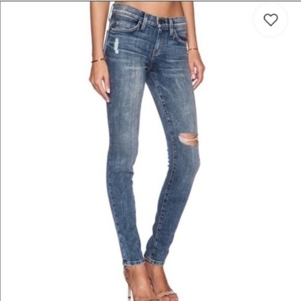 Current/Elliott The Ankle Skinny Cheville Distressed Jeans Blue Size 26